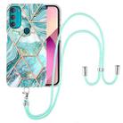 For Motorola Moto G71 5G Electroplating Splicing Marble TPU Phone Case with Lanyard(Blue) - 1