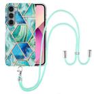 For Motorola Moto G200 Electroplating Splicing Marble TPU Phone Case with Lanyard(Green) - 1