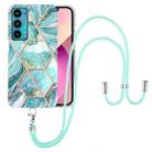 For Motorola Edge 20 Electroplating Splicing Marble TPU Phone Case with Lanyard(Blue) - 1