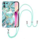 For Motorola Edge 20 Lite Electroplating Splicing Marble TPU Phone Case with Lanyard(Blue) - 1