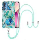 For Motorola Edge 20 Pro Electroplating Splicing Marble TPU Phone Case with Lanyard(Green) - 1