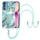 For Motorola Edge 20 Pro Electroplating Splicing Marble TPU Phone Case with Lanyard(Blue) - 1