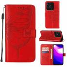 For Xiaomi Redmi 10C Global/10 India Embossed Butterfly Leather Phone Case(Red) - 1