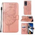 For Xiaomi Redmi K50 / K50 Pro Embossed Butterfly Leather Phone Case(Rose Gold) - 1