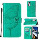 For Xiaomi 12 Embossed Butterfly Leather Phone Case(Green) - 1