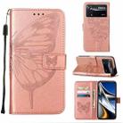 For Xiaomi Poco X4 Pro 5G Embossed Butterfly Leather Phone Case(Rose Gold) - 1