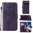 For Xiaomi Poco X4 Pro 5G Embossed Butterfly Leather Phone Case(Dark Purple) - 1