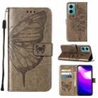 For Xiaomi Redmi 10 Prime+ 5G/Note 11E Embossed Butterfly Leather Phone Case(Grey) - 1