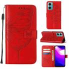 For Xiaomi Redmi 10 Prime+ 5G/Note 11E Embossed Butterfly Leather Phone Case(Red) - 1