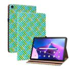 For Lenovo Tab M10 Plus 10.6 3rd Gen. Color Weave Leather Tablet Case with Holder(Green) - 1