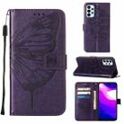 For Samsung Galaxy A23 4G / 5G Embossed Butterfly Leather Phone Case(Dark Purple) - 1