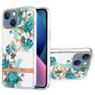 For iPhone 13 mini Ring IMD Flowers TPU Phone Case (Blue Rose) - 1