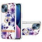 For iPhone 13 mini Ring IMD Flowers TPU Phone Case (Purple Begonia) - 1