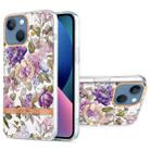 For iPhone 13 mini Ring IMD Flowers TPU Phone Case (Purple Peony) - 1