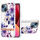 For iPhone 13 Ring IMD Flowers TPU Phone Case(Purple Begonia) - 1