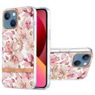 For iPhone 13 Ring IMD Flowers TPU Phone Case(Pink Gardenia) - 1