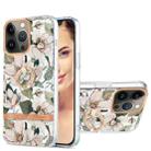 For iPhone 13 Pro Ring IMD Flowers TPU Phone Case (Green Gardenia) - 1