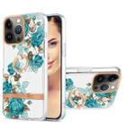 For iPhone 13 Pro Ring IMD Flowers TPU Phone Case (Blue Rose) - 1