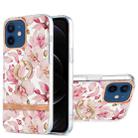 For iPhone 12 / 12 Pro Ring IMD Flowers TPU Phone Case(Pink Gardenia) - 1