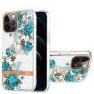 For iPhone 12 Pro Max Ring IMD Flowers TPU Phone Case(Blue Rose) - 1