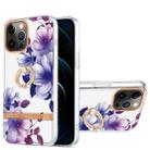 For iPhone 12 Pro Max Ring IMD Flowers TPU Phone Case(Purple Begonia) - 1