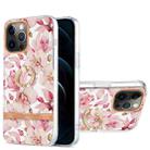 For iPhone 12 Pro Max Ring IMD Flowers TPU Phone Case(Pink Gardenia) - 1