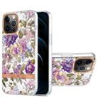 For iPhone 12 Pro Max Ring IMD Flowers TPU Phone Case(Purple Peony) - 1