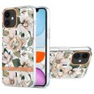 For iPhone 11 Ring IMD Flowers TPU Phone Case (Green Gardenia) - 1