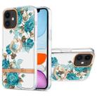 For iPhone 11 Ring IMD Flowers TPU Phone Case (Blue Rose) - 1