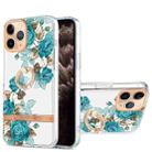 For iPhone 11 Pro Max Ring IMD Flowers TPU Phone Case (Blue Rose) - 1
