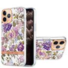 For iPhone 11 Pro Max Ring IMD Flowers TPU Phone Case (Purple Peony) - 1