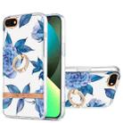 For iPhone SE 2022 / SE 2020 / 8 / 7 Ring IMD Flowers TPU Phone Case(Blue Peony) - 1