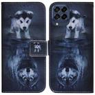 For Samsung Galaxy M33 5G Coloured Drawing Leather Phone Case(Wolf and Dog) - 1