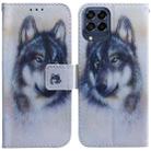 For Samsung Galaxy M53 5G Coloured Drawing Leather Phone Case(White Wolf) - 1