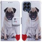 For Samsung Galaxy M53 5G Coloured Drawing Leather Phone Case(Pug) - 1