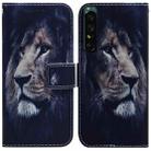 For Sony Xperia 1 IV Coloured Drawing Leather Phone Case(Lion) - 1