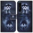 For Sony Xperia 1 IV Coloured Drawing Leather Phone Case(Wolf and Dog) - 1