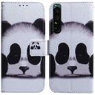 For Sony Xperia 1 IV Coloured Drawing Leather Phone Case(Panda) - 1