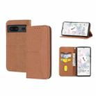 For Google Pixel 7 Woven Texture Stitching Magnetic PU Leather Phone Case(Brown) - 1