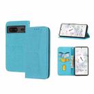 For Google Pixel 7 Woven Texture Stitching Magnetic PU Leather Phone Case(Blue) - 1