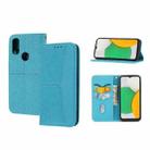 For Kyocera Android One S9 / Digno Sanga Edition Woven Texture Stitching Magnetic PU Leather Phone Case(Blue) - 1