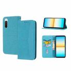 For Sony Xperia 10 IV Woven Texture Stitching Magnetic PU Leather Phone Case(Blue) - 1