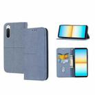 For Sony Xperia 10 IV Woven Texture Stitching Magnetic PU Leather Phone Case(Grey) - 1