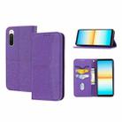 For Sony Xperia 10 IV Woven Texture Stitching Magnetic PU Leather Phone Case(Purple) - 1