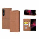 For Sony Xperia 1 IV Woven Texture Stitching Magnetic PU Leather Phone Case(Brown) - 1