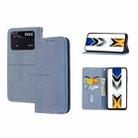 For Xiaomi Poco M4 Pro Woven Texture Stitching Magnetic PU Leather Phone Case(Grey) - 1