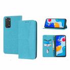 For Xiaomi Redmi Note 11E Woven Texture Stitching Magnetic PU Leather Phone Case(Blue) - 1
