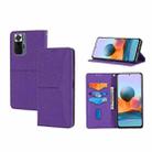 For Xiaomi Redmi 10 5G Woven Texture Stitching Magnetic PU Leather Phone Case(Purple) - 1