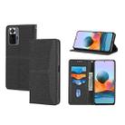 For Xiaomi Redmi 10 5G Woven Texture Stitching Magnetic PU Leather Phone Case(Black) - 1