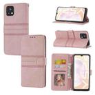 For vivo Y52s Embossed Striped Magnetic Buckle Horizontal Flip Phone Leather Case(Pink) - 1